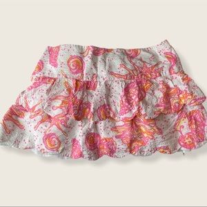 Lilly Pulitzer ruffled seersucker floral miniskirt